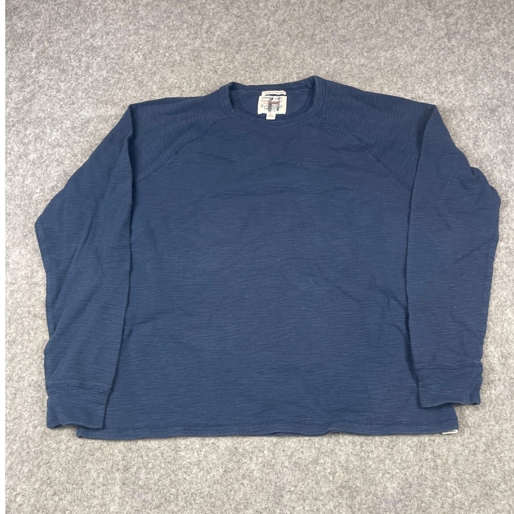Lucky Brand Waffle Knit Shirt Mens XL Navy Blue Lived In Thermal